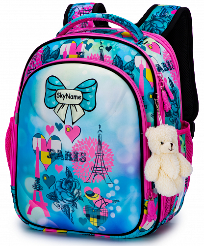 Школьный рюкзак (ранец) с ортопедической спинкой для девочки бирюзовый Winner One/SkyName 37х29х18 см для начальной школы (R4-411)