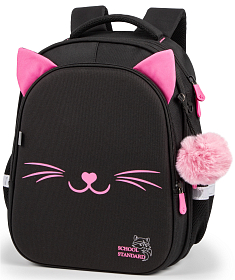 Рюкзак ортопедичний з пеналом та мішком 3 в 1 для дівчинки School Standard 38х30х18 см з Котом для першокласниць (Full 150-47)