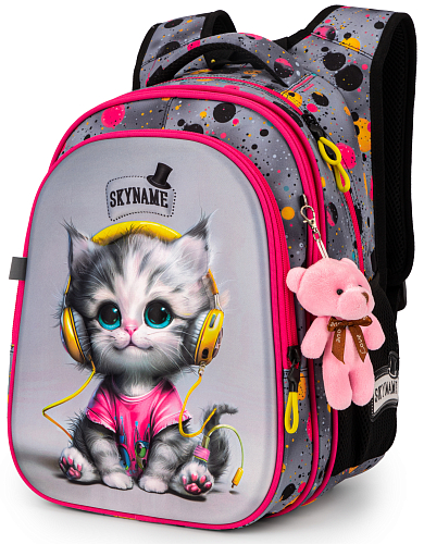 Ортопедичний шкільний рюкзак Winner / SkyName для дівчинки Кіт 37х30х16 см  для 1 класу (R1-063)