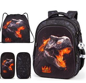 Рюкзак ортопедичний з пеналом та мішком 3 в 1 для хлопчика з Динозавром School Standard 38х30х18 см для початкової школи (Full 150-51)