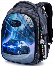 Ортопедичний рюкзак (ранець) сірий для хлопчика Winner з Машиною 36x29x17 см для початкової школи (6016) Ортопедичний рюкзак (ранець) сірий для хлопчика Winner з Машиною 36x29x17 см для початкової школи (6016)