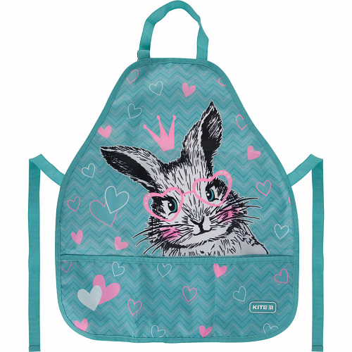 Фартук с нарукавниками для девочки бирюзовый с Кроликом Kite Cute Bunny K21-161-3
