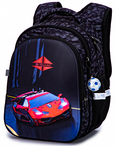Ортопедичний рюкзак для хлопчика сірий з Машиною Winner One/SkyName 37х30х16 см для початкової школи (R1-028)