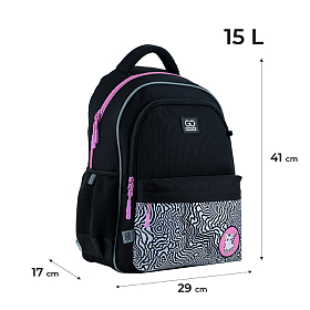 Рюкзак в школу чорний для дівчинки GoPack Education GO24-182M-5 Cat Рюкзак в школу чорний для дівчинки GoPack Education GO24-182M-5 Cat
