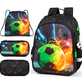 Ортопедичний рюкзак 3 в 1 з пеналом та мішком для хлопчика School Standard з М'ячем для першокласника (Full 160-30)