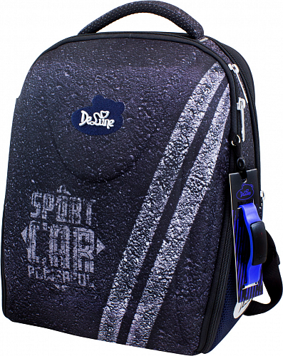 Ортопедический рюкзак (ранец) с мешком и пеналом черный для мальчика Delune для начальной школы 37х28х17 см (7-152)