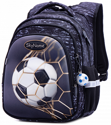 Шкільний рюкзак з ортопедичною спинкою для хлопчика Футбол 38х29х16 см сірий для початкової школи Winner  / SkyName R2-179