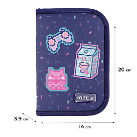 Пенал шкільний для дівчинки Kite Pixel Love K24-622-5, 1 відділення, 2 відвороти Пенал шкільний для дівчинки Kite Pixel Love K24-622-5, 1 відділення, 2 відвороти