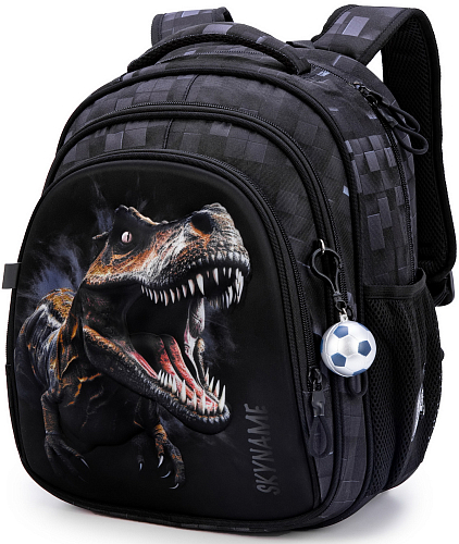 Ортопедичний рюкзак для хлопчика сірий з Динозавром Winner /SkyName 37х30х18 см для 1 класу (R2-219)