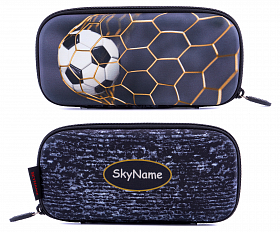 Пенал шкільний для хлопчика чорний із синім Футбол твердий Winner /SkyName P-261