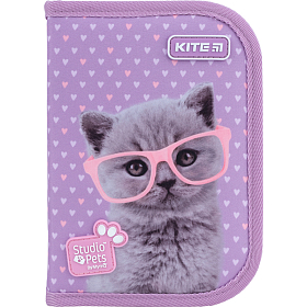 Пенал шкільний для дівчинки бузковий Kite Education Studio Pets SP22-621 1 від., 1 відп., Пенал шкільний для дівчинки бузковий Kite Education Studio Pets SP22-621 1 від., 1 відп.,