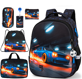 Ортопедичний шкільний рюкзак 6 в 1 для хлопчика School Standard 38х30х18 см з Машиною для першокласника (SET 170-73)