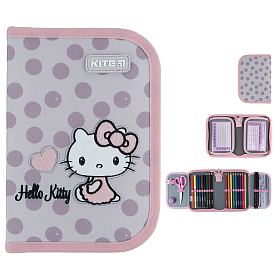 Пенал шкільний для дівчинки рожевий Kite Hello Kitty HK24-622, 1 відділення, 2 відвороти Пенал шкільний для дівчинки рожевий Kite Hello Kitty HK24-622, 1 відділення, 2 відвороти
