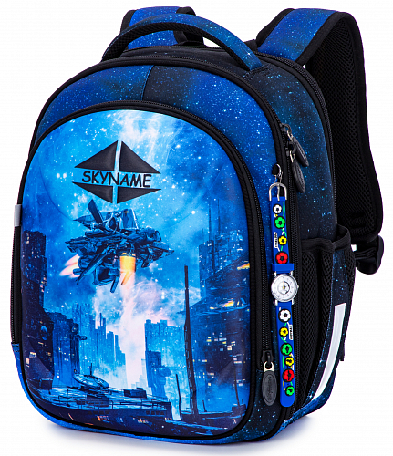 Ортопедичний шкільний рюкзак для хлопчика синій Космос Winner /SkyName 37х29х18 см для першокласника (R4-418)
