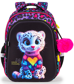 Рюкзак шкільний з ортопедичною спинкою для дівчинки School Standard 38х30х18 см для молодших класів з Тигром (150-29)