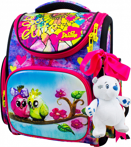 Шкільний рюкзак (ранець) з ортопедичною спинкою рожевий для дівчинки Delune для першого класу 33,5х27,5х15 см (3-172)