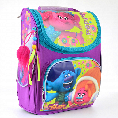 Ортопедический рюкзак (ранец) в школу фиолетовый для девочки 1 Вересня H-11 Trolls для 1-4 класса (553359)
