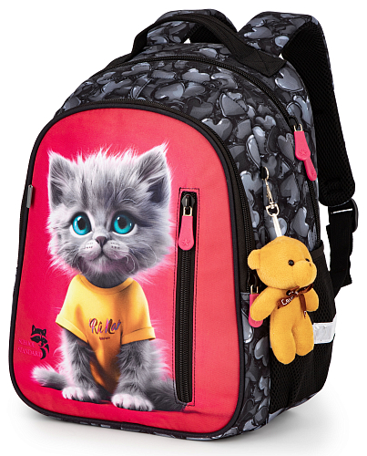 Ортопедичний рюкзак до школи School Standard для дівчинки з Котиком 38х28х16 см для 1-4 класу (160-9)
