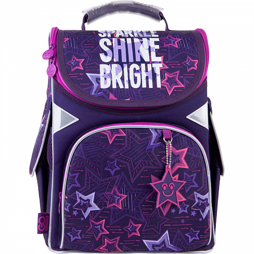 Ортопедичний рюкзак (ранець) до школи фіолетовий для дівчинки GoPack Education каркасний GO21-5001S-6 Shine bright