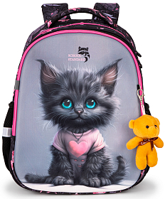 Ортопедичний шкільний рюкзак 6 в 1 для дівчинки School Standard 38х30х18 см з Котиком для молодших класів (170-51) Ортопедичний шкільний рюкзак 6 в 1 для дівчинки School Standard 38х30х18 см з Котиком для молодших класів (170-51)