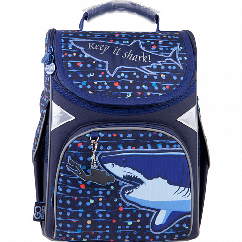 Шкільний рюкзак (ранець) з ортопедичною спинкою для хлопчика синій GoPack Education каркасний GO21-5001S-9 Shark