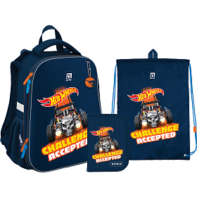 Шкільний ранець з пеналом та мішком Kite Education Hot Wheels SET_HW22-555S Шкільний ранець з пеналом та мішком Kite Education Hot Wheels SET_HW22-555S