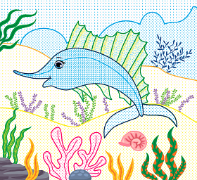 Книга Водні розмальовки з наліпками.Морські мешканці	