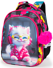Шкільний рюкзак з ортопедичною спинкою для дівчинки School Standard 38х30х18 см з Котиком в 1 клас (150-31)