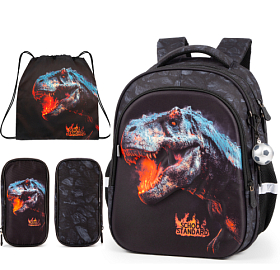Рюкзак ортопедичний з пеналом та мішком 3 в 1 для хлопчика з Динозавром School Standard 38х30х18 см для початкової школи (Full 150-52)