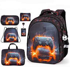 Шкільний ортопедичний рюкзак 6 в 1 для хлопчика School Standard 38х30х18 см з Джойстиком для першокласника (SET 150-38)