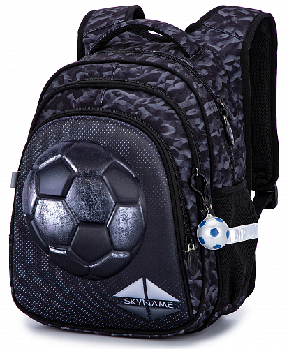Ортопедический школьный рюкзак для мальчика серый с Мячом Winner One/SkyName 37х30х18  см для начальный школы (R2-188)
