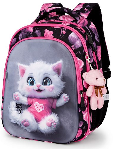Ортопедичний рюкзак до школи School Standard для дівчинки з Котиком 38х30х18 см для 1-4 класу (150-24)