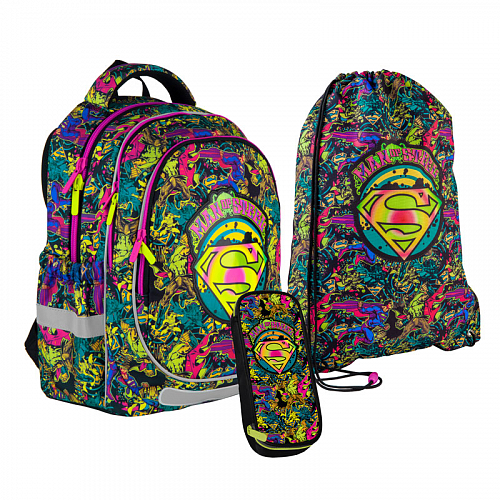 Шкільний рюкзак з пеналом та мішком Kite Education Superman SET_DC21-700M-2