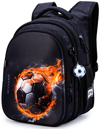 Ортопедичний рюкзак для хлопчика Футбол 37х30х16 см чорний з помаранчевим Winner / SkyName R1-059