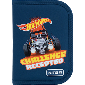 Пенал шкільний для хлопчика синій Kite Education Hot Wheels HW22-621, 1 відділення, 1 відворот Пенал шкільний для хлопчика синій Kite Education Hot Wheels HW22-621, 1 відділення, 1 відворот