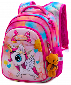 Ортопедичний рюкзак для дівчинки Єдиноріг 38х29х19 см рожевий для 1 класу Winner / SkyName R2-175 Ортопедичний рюкзак для дівчинки Єдиноріг 38х29х19 см рожевий для 1 класу Winner / SkyName R2-175