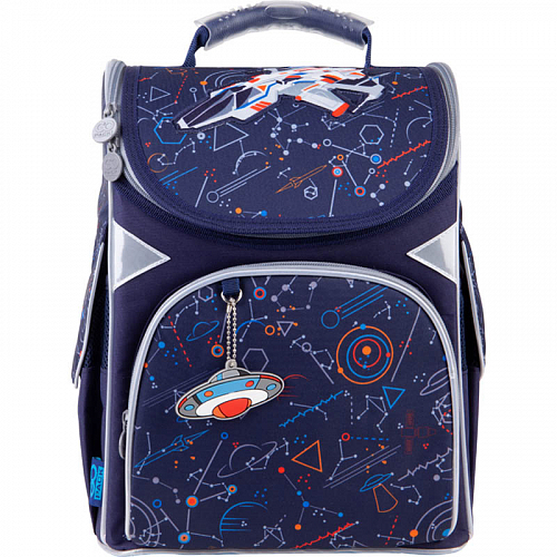Ортопедичний рюкзак (ранець) до школи синій для хлопчика GoPack Education каркасний Spaceship GO21-5001S-10