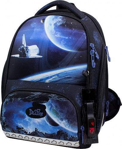 Ортопедичний рюкзак (ранець) у школу чорний для хлопчика Delune з Космосом для 3 класу 38х278х20 см (10-008)