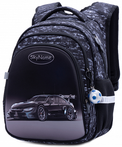 Шкільний рюкзак з ортопедичною спинкою для хлопчика Машина 38х29х16 см чорний для початкової школи Winner One / SkyName R2-177