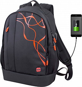 Молодіжний міський ортопедичний рюкзак чорний з помаранчевим з usb портом чоловічий Winner  для студентів, старшокласників (415 OR)  Молодіжний міський ортопедичний рюкзак чорний з помаранчевим з usb портом чоловічий Winner  для студентів, старшокласників (415 OR)