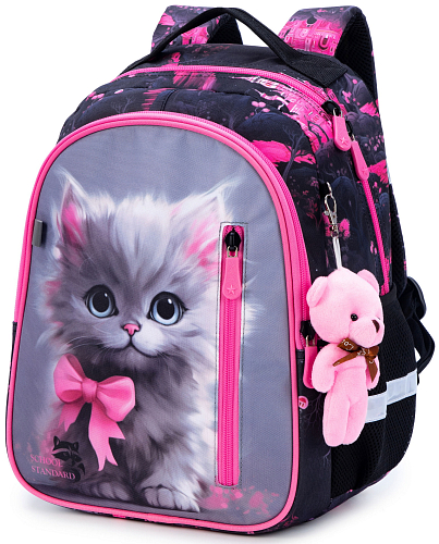Ортопедичний рюкзак до школи School Standard для дівчинки з Котиком 38х28х16 см для 1-4 класу (160-2)
