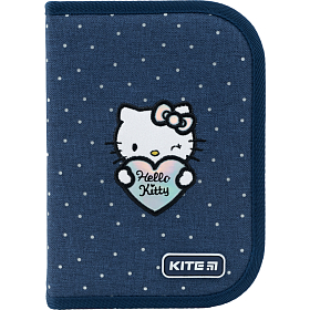Пенал шкільний для дівчинки синій Kite Hello Kitty HK22-621 Пенал шкільний для дівчинки синій Kite Hello Kitty HK22-621