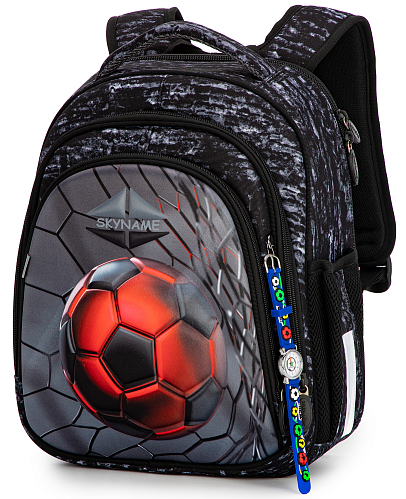 Шкільний рюкзак (ранець) з ортопедичною спинкою сірий для хлопчика Winner /SkyName з М'ячем 36х30х16 см для початкової школи (5028)