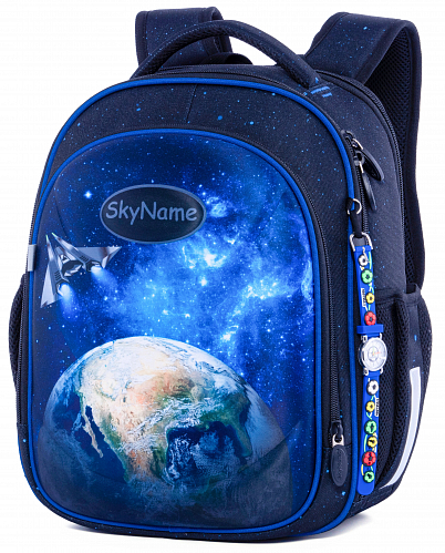Шкільний рюкзак (ранець) з ортопедичною спинкою для хлопчика Космос 35х27х15 см Чорний для початкової школи Winner One / SkyName R4-407