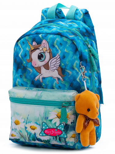 Дитячий рюкзак для дошкільнят бірюзовий з Єдинорогом Winner One / SkyName для дівчаток у садок (1101)