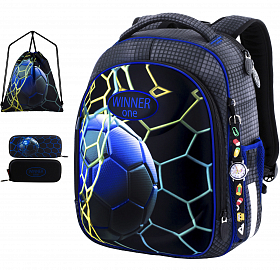 Шкільний рюкзак (ранець) з ортопедичною спинкою з мішком і пеналом рожевий для дівчинки Winner для початкової школи (Full 2043) Шкільний рюкзак (ранець) з ортопедичною спинкою з мішком і пеналом рожевий для дівчинки Winner для початкової школи (Full 2043)