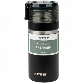 Термос Kite 473 мл черний в школу K21-320-03 Термос Kite 473 мл черний в школу K21-320-03
