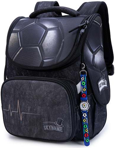 Ортопедичний рюкзак (ранець) до школи сірий для хлопчика Winner /SkyName з М'ячем 34х26х14 см для початкової школи (2104)