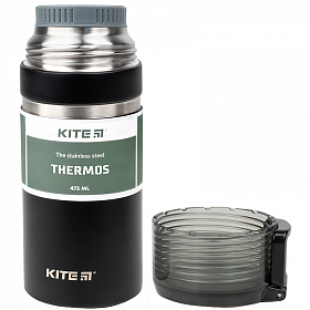 Термос Kite 473 мл черний в школу K21-320-03 Термос Kite 473 мл черний в школу K21-320-03