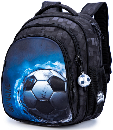 Шкільний рюкзак з ортопедичною спинкою для хлопчика Футбол 37х30х18 см сірий для початкової школи Winner / SkyName R2-218
